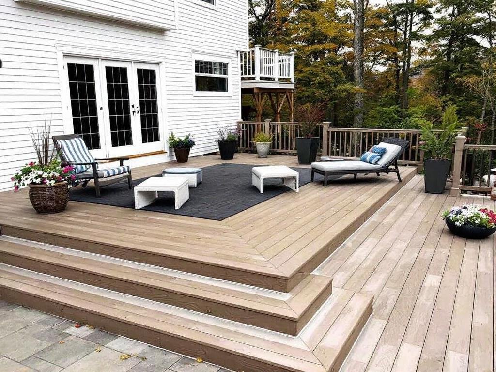 Image showing a newly installed modern, contemporary design outdoor deck in Weymouth, MA.
