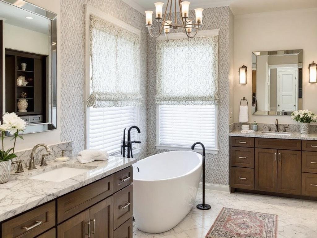 Alt text: Modern, contemporary designed bathroom, newly remodeled by'The Ideal Bathroom Remodeler Near Newton'.