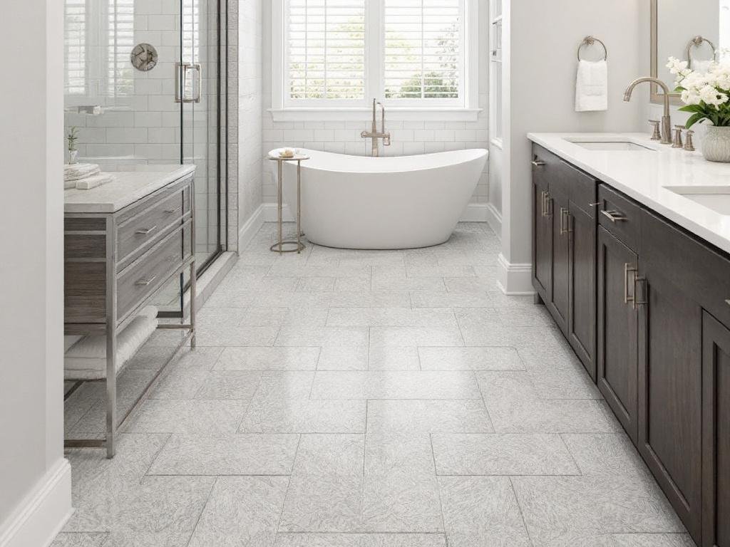 Skilled workers installing modern, contemporary tile flooring in a property near Sudbury, MA.