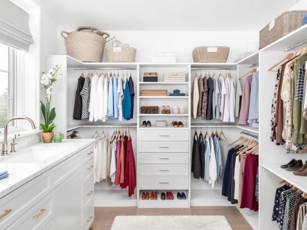 The Charm of a Renovated Space: A Custom Closet Rebuild Revelation. A newly rebuilt and customized closet transforming the space beautifully.