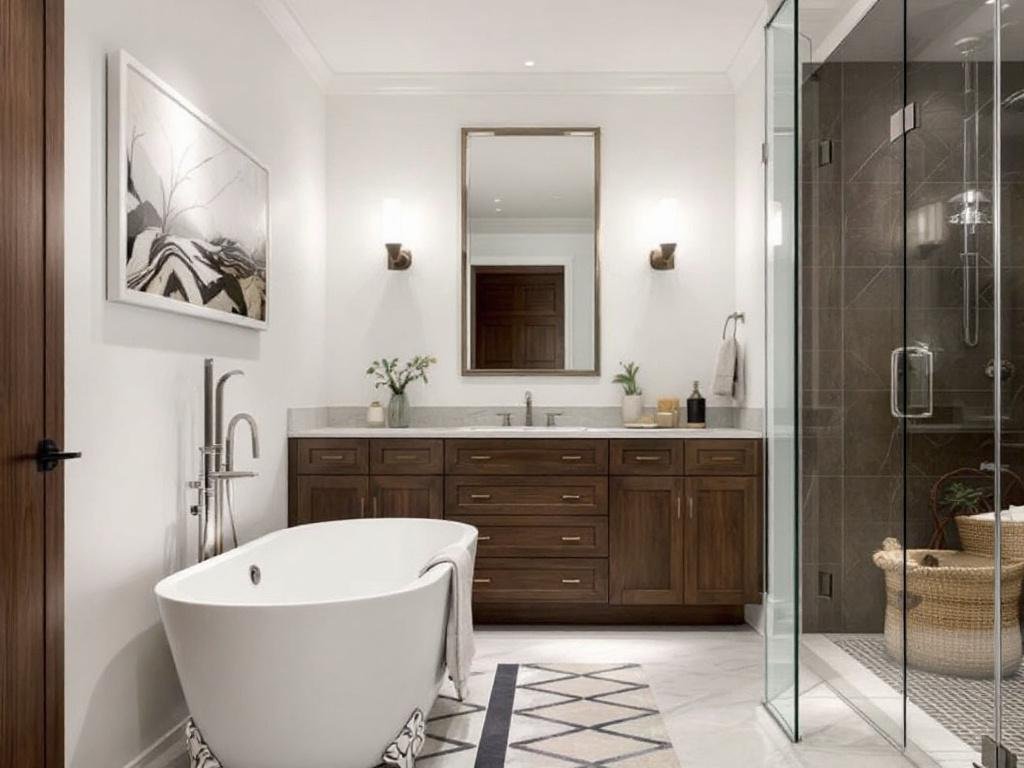 Modern and contemporary master bathroom makeover in Westwood, illustrating the ultimate guide.