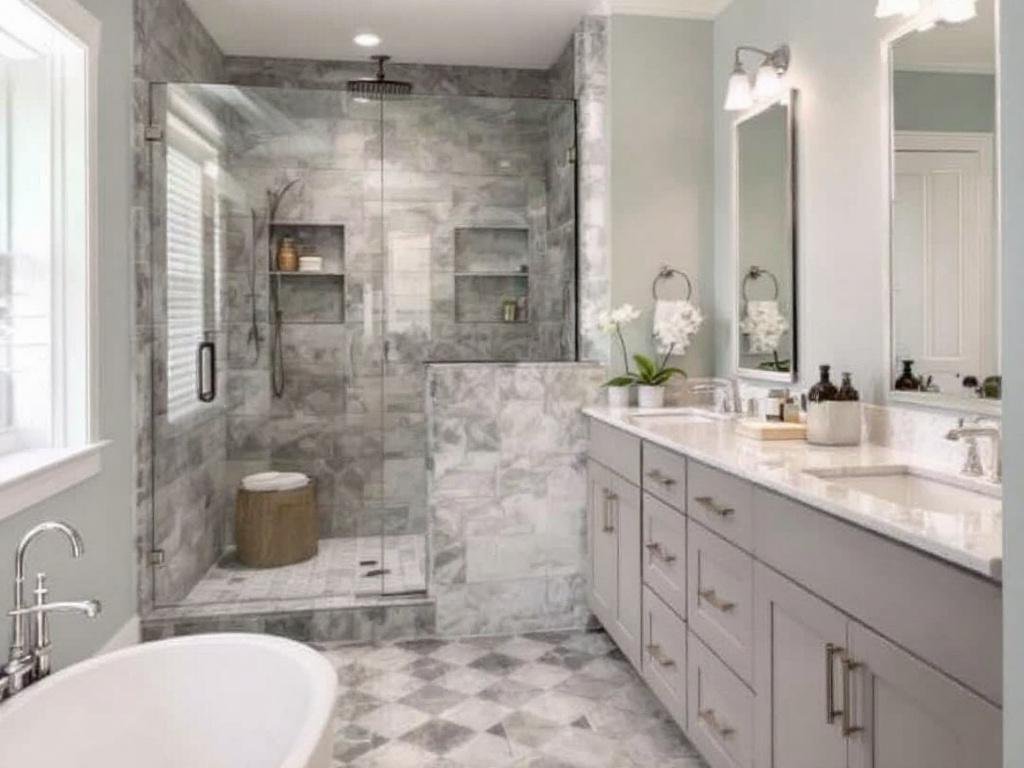 Modern Bathroom Renovations by Expert Contractors near Milton, MA. Alternative text: Contemporary designed bathroom remodel by skilled contractors near Milton, MA.