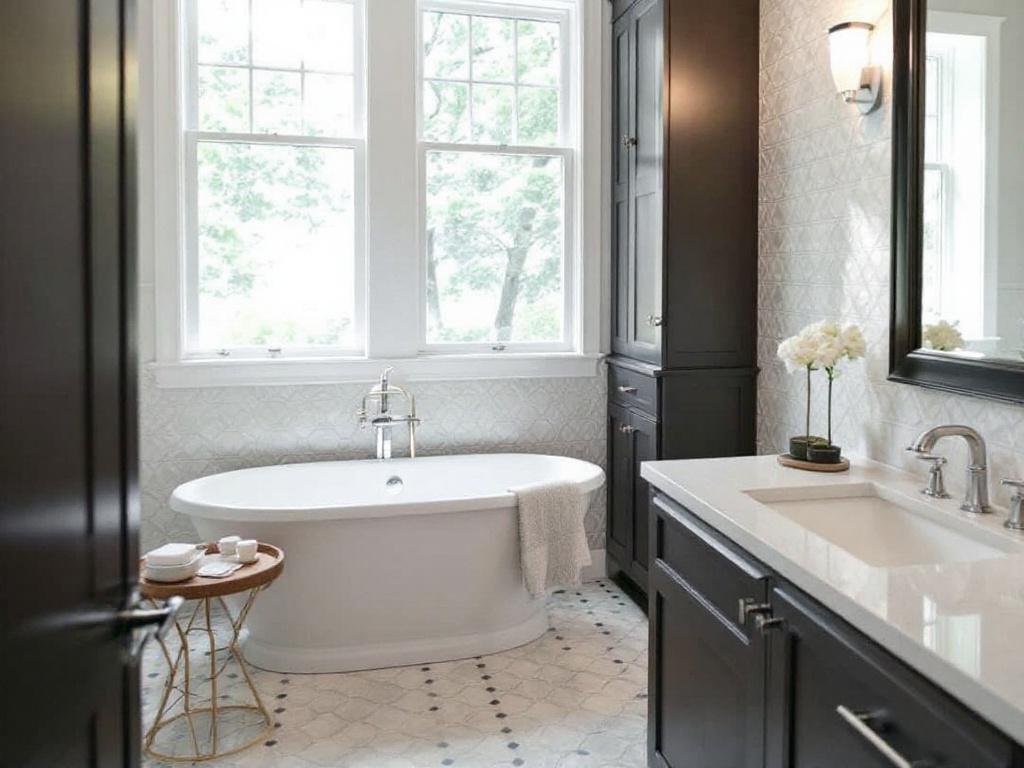 Alternative text: A photo showcasing a stunning tile installation done in Welley, MA.