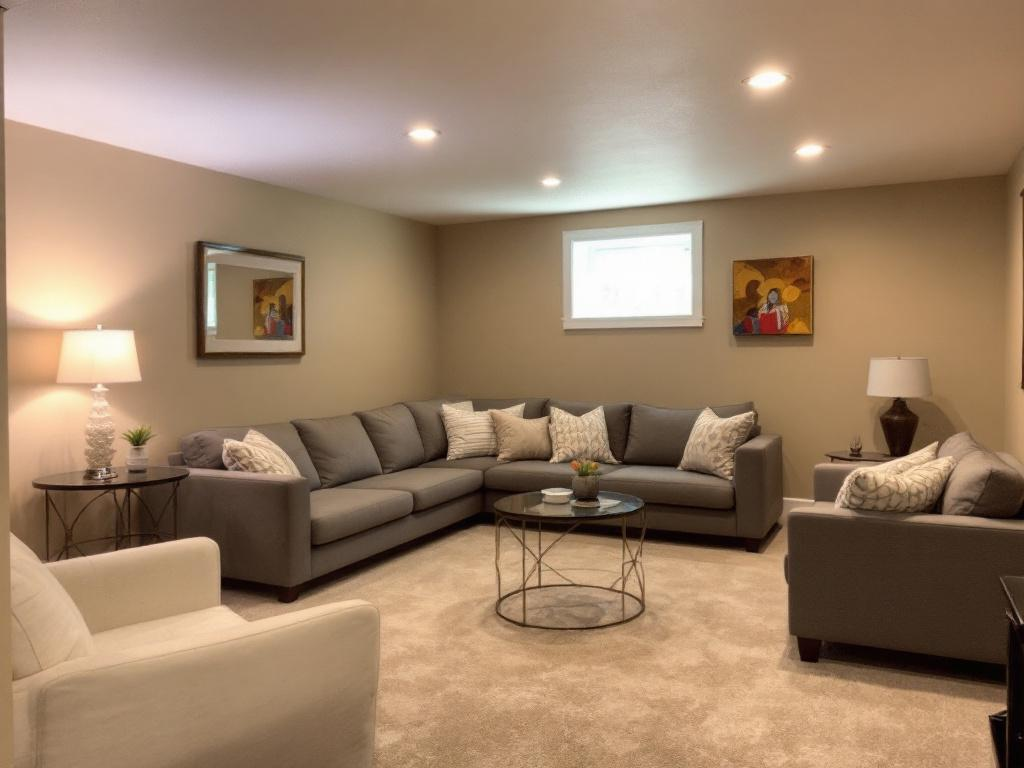 A picture illustrating the concept of basement finishing transformation.