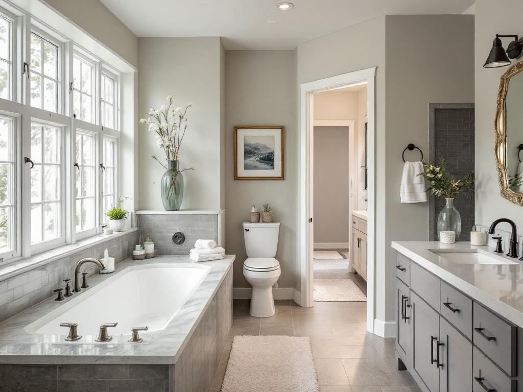 'Revolutionizing Interiors with Unrivaled Bathroom Redesign' A stylized modern bathroom showcasing the outstanding work of professional bathroom remodelers.