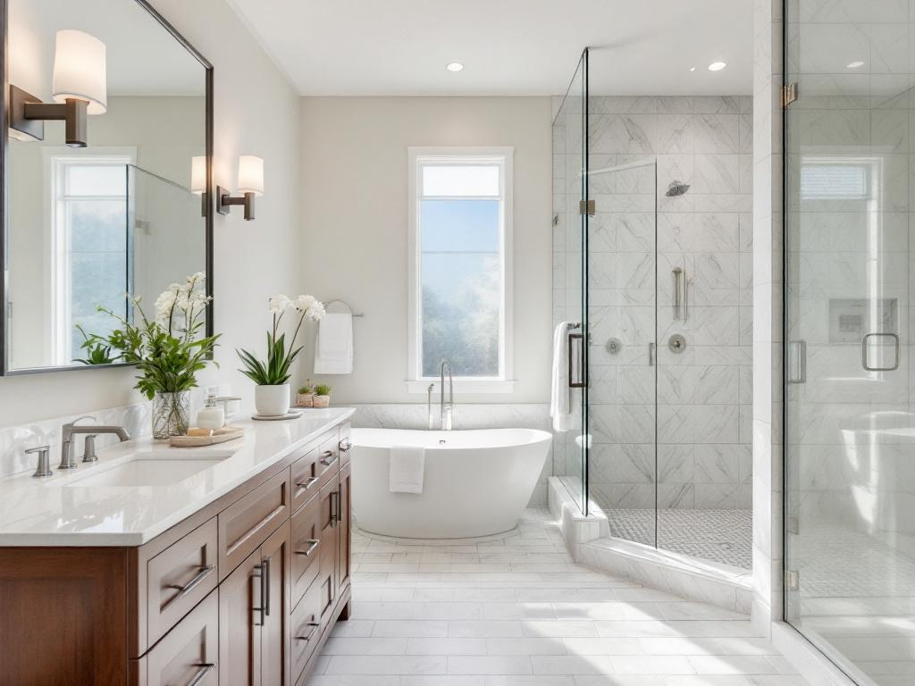 A modern, updated bathroom design achieved through the guidance of the ultimate local remodeling guide.