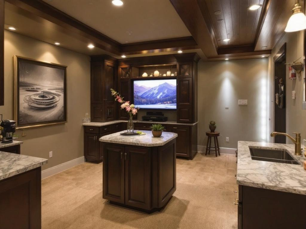 A transformed, well-organized basement utilized beyond just storage purposes.