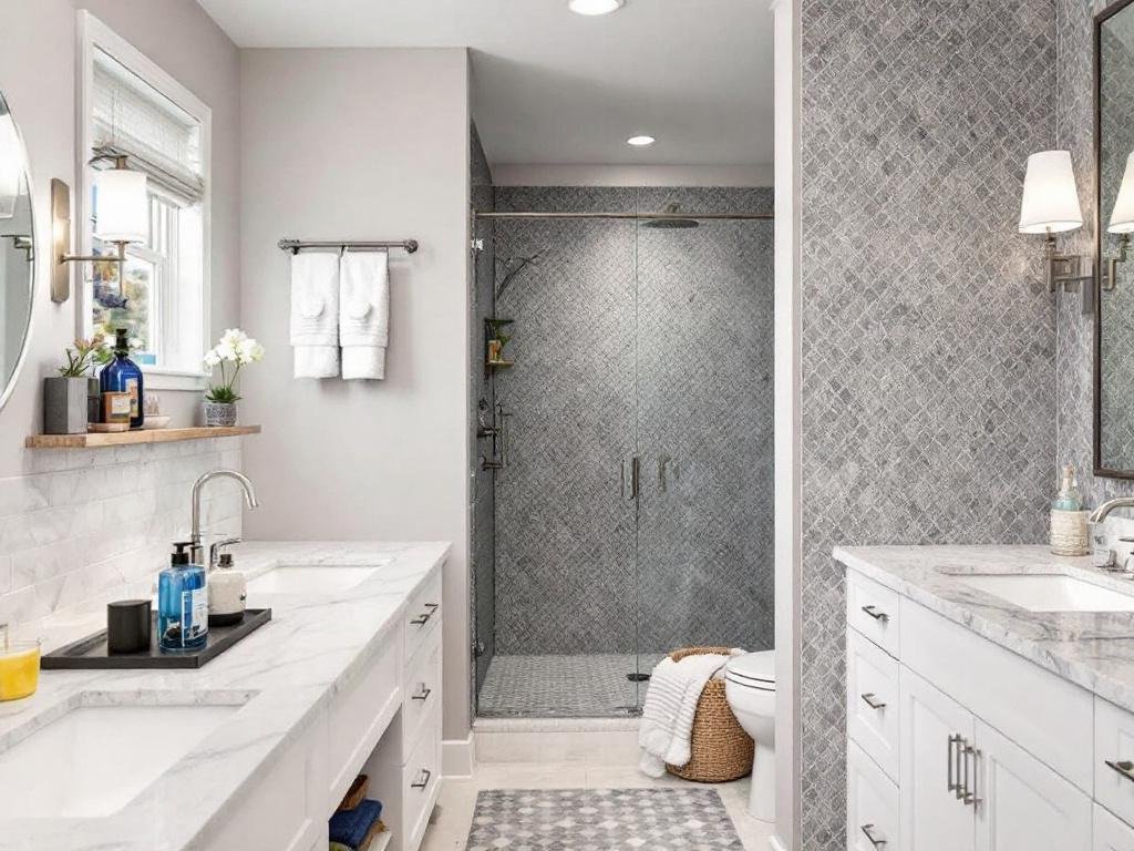 Top Rated Bathroom Tile Companies for your remodeling needs in Brookline, MA. Alt Text: Professional tile installation for bathroom renovation by top companies in Brookline, MA.