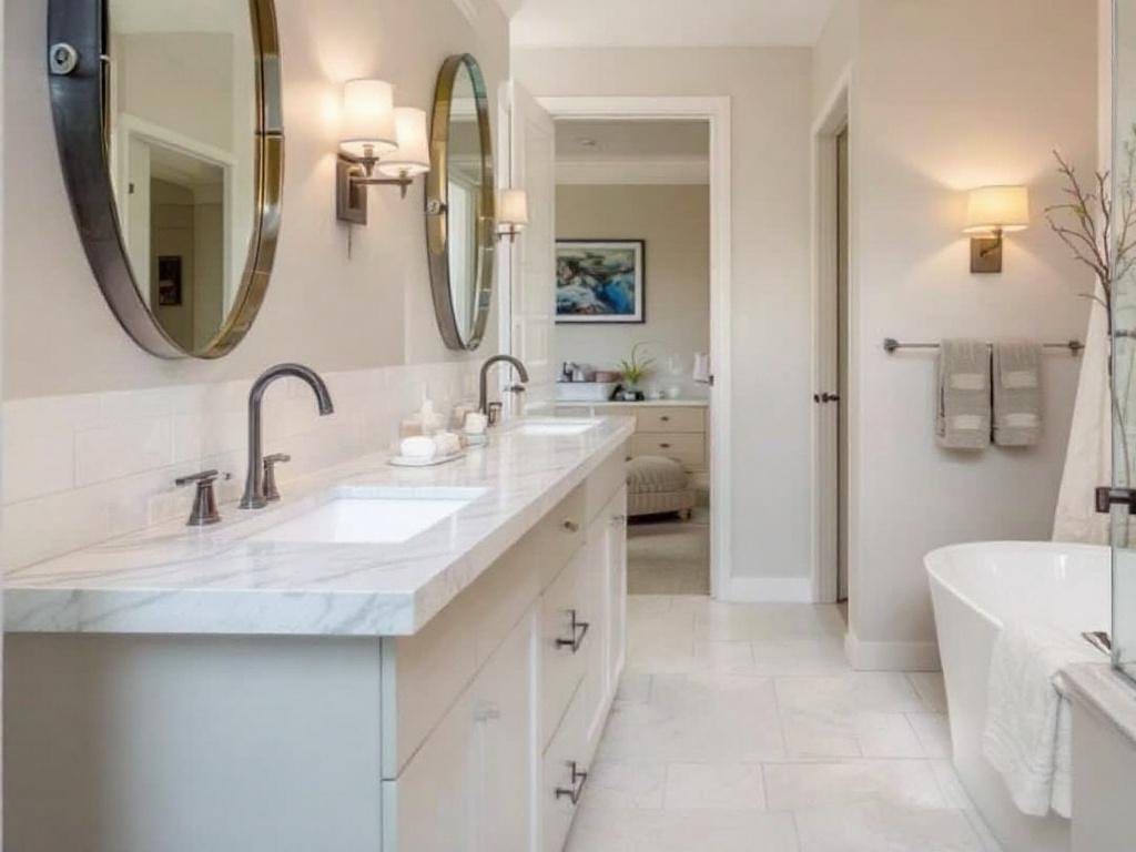 The Artistry of Home Remodelling – Bathroom Transformation. Alt text: Modern freshly renovated bathroom revealing the magic of home remodeling.