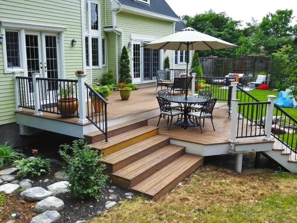 Modern premier deck installation at a residence in Walpole, MA enhancing outdoor living space.