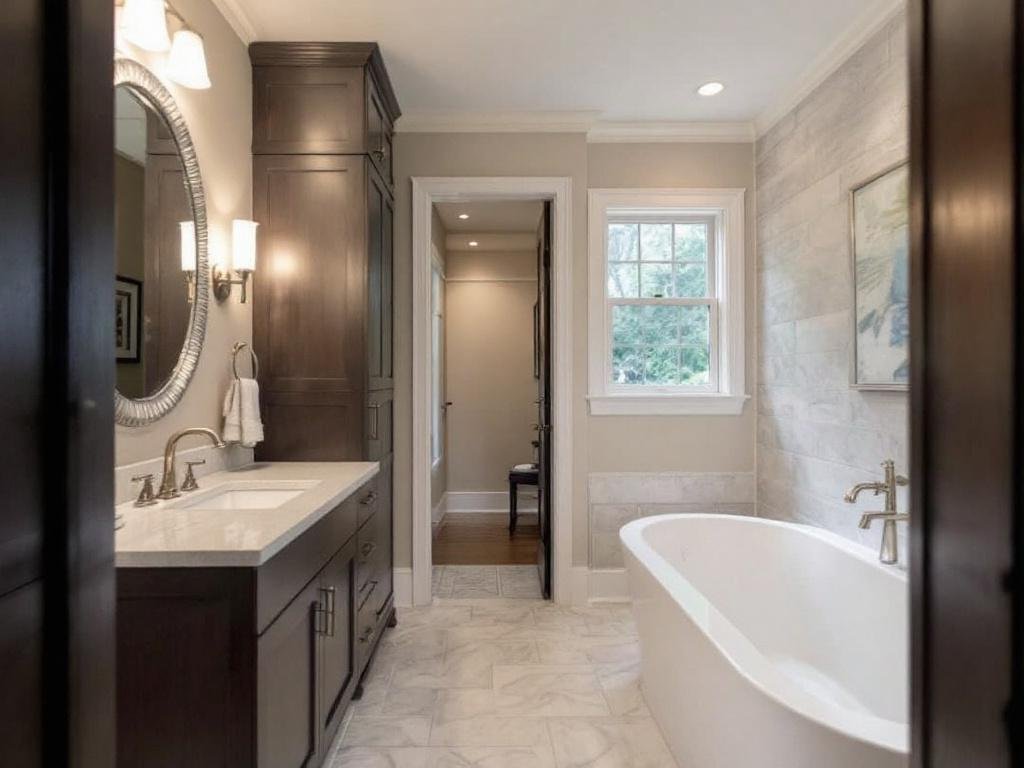 'Revamp Your Bathroom with Top Remodeling Contractor in Boston'. 'Professional Handyman finishing a contemporary bathroom redesign in Boston'.