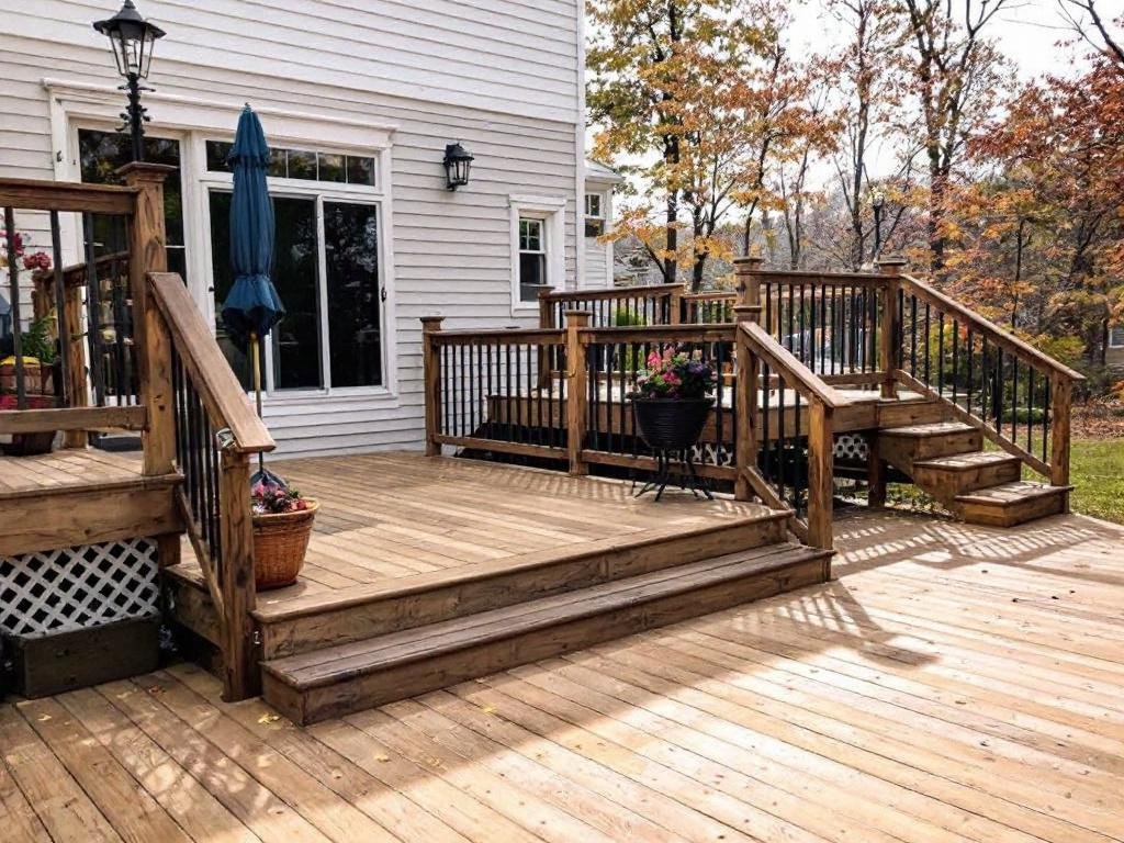 Modern, contemporary-style deck construction by rated contractors in Weston, MA.