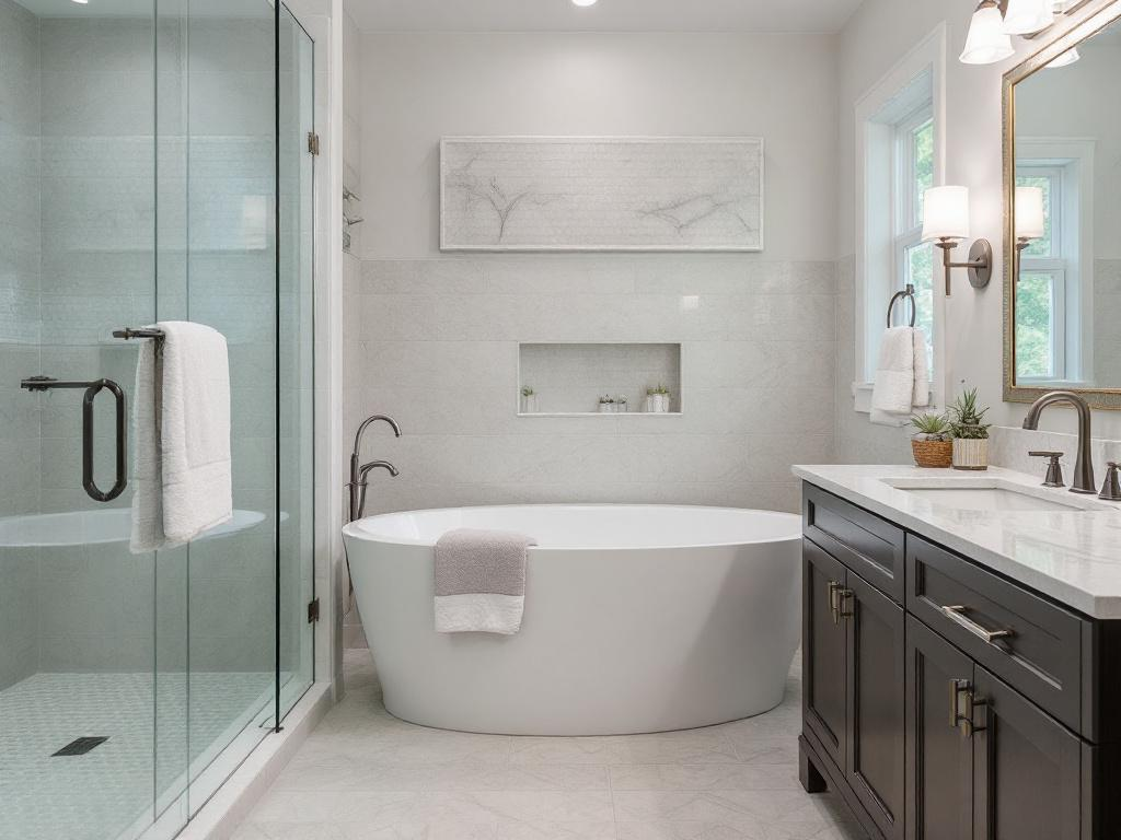 Modern bathtub remodel enhancing the aesthetic of a contemporary bathroom.