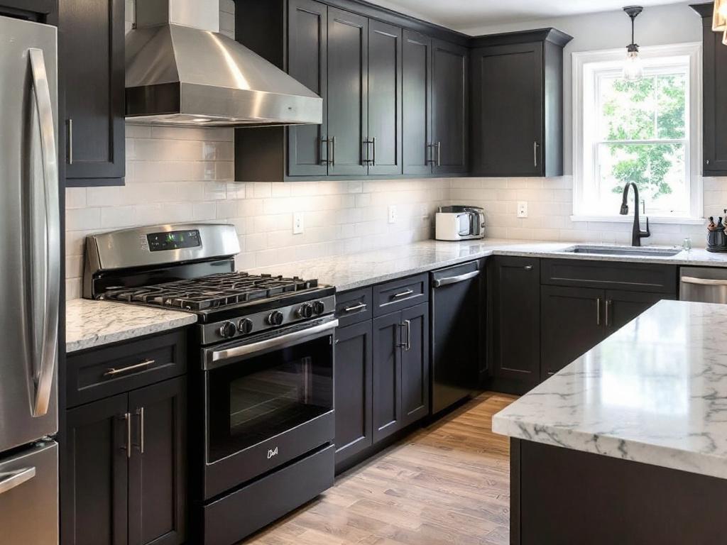 A beautifully designed modern kitchen recently renovated by contractors near Winchester, MA.