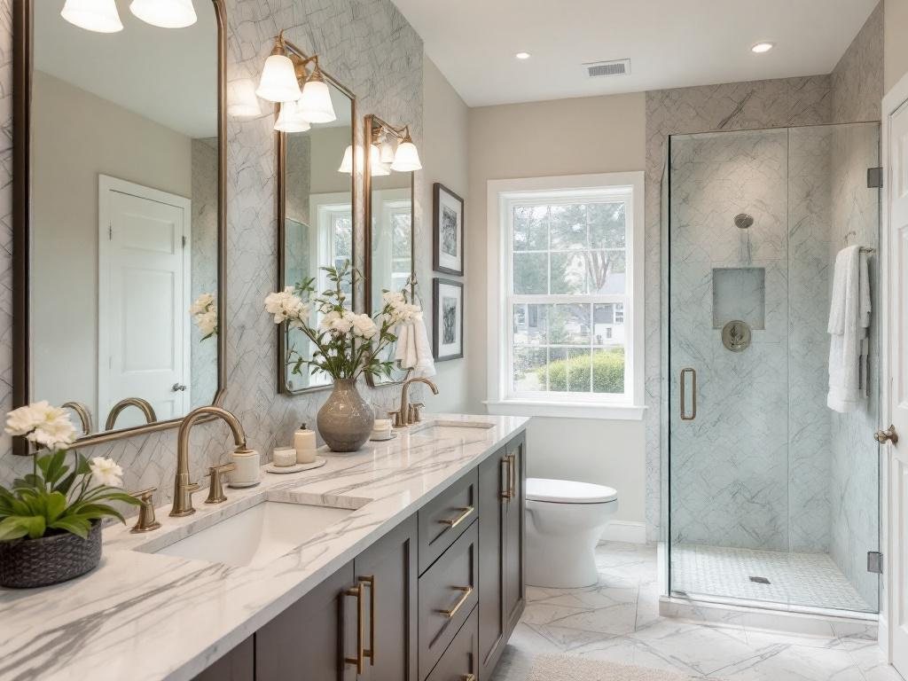 Modern designed bathroom transformed to a elegant space by expert renovation contractors.