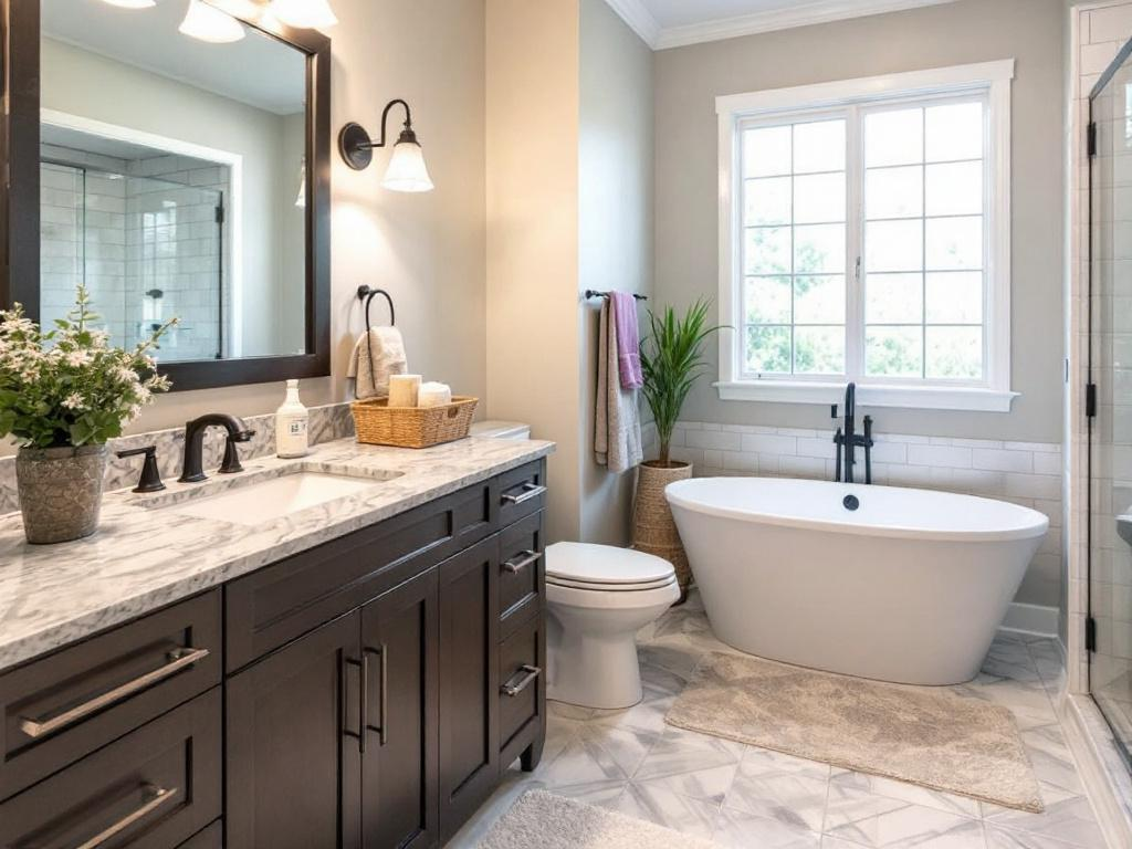 Home improvement project with bathroom renovation contractors.