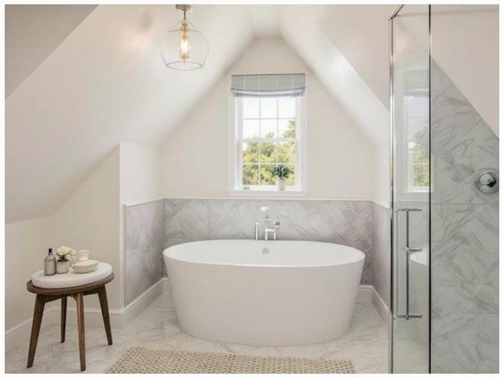 Stunning attic bathroom transformation in a Medford MA home showcasing modern amenities with a homey touch.