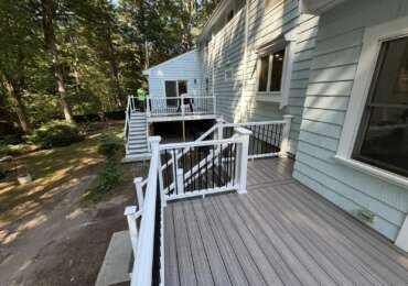 Two-Level Composite Deck & Outdoor Living Space in Walpole, MA | Sun Shore Construction