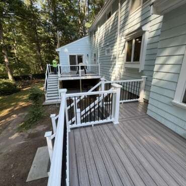 Two-Level Composite Deck & Outdoor Living Space in Walpole, MA | Sun Shore Construction