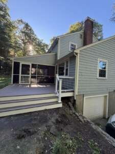 acton-ma-composite-deck-railing-black-balusters Composite deck railing with white posts and black balusters, Acton MA