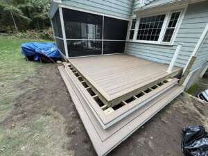 acton-ma-trex-deck-during-construction-decking-and-framing Trex deck during construction, decking over new framing, Acton MA
