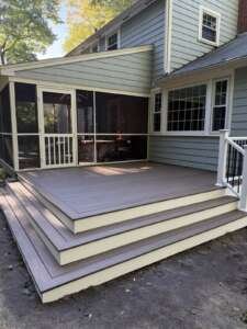 acton-ma-trex-deck-screened-porch-door-and-railing New Trex deck with railing and screened porch door, Acton MA