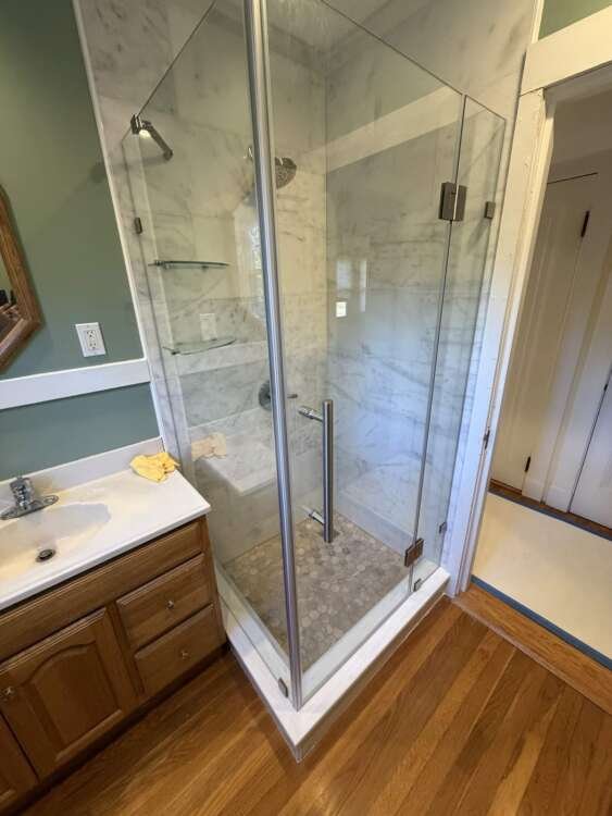 Custom 32 x 36 inch shower base built on site, Needham MA
