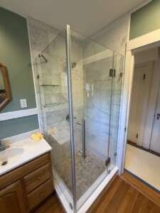 needham-walk-in-shower-glass-corner-shelves Glass corner shelves in a new walk-in shower, Needham MA